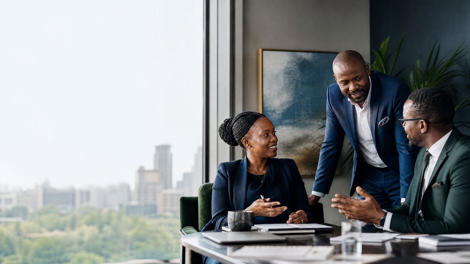 Business leaders collaborating in a bright Nairobi office